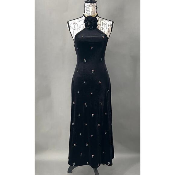 WEWOREWHAT Midi Dress Womens XS Floral Velvet Cottagecore Swiftie Romantic Chic - Picture 4 of 14